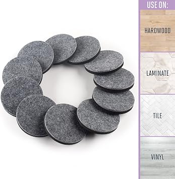 Super Sliders 3 1/2 Round Reusable Furniture Sliders for Hardwood Floors Easily Move Medium to Large Sized Items Across Hardwood Flooring, 4 Pack Gray
