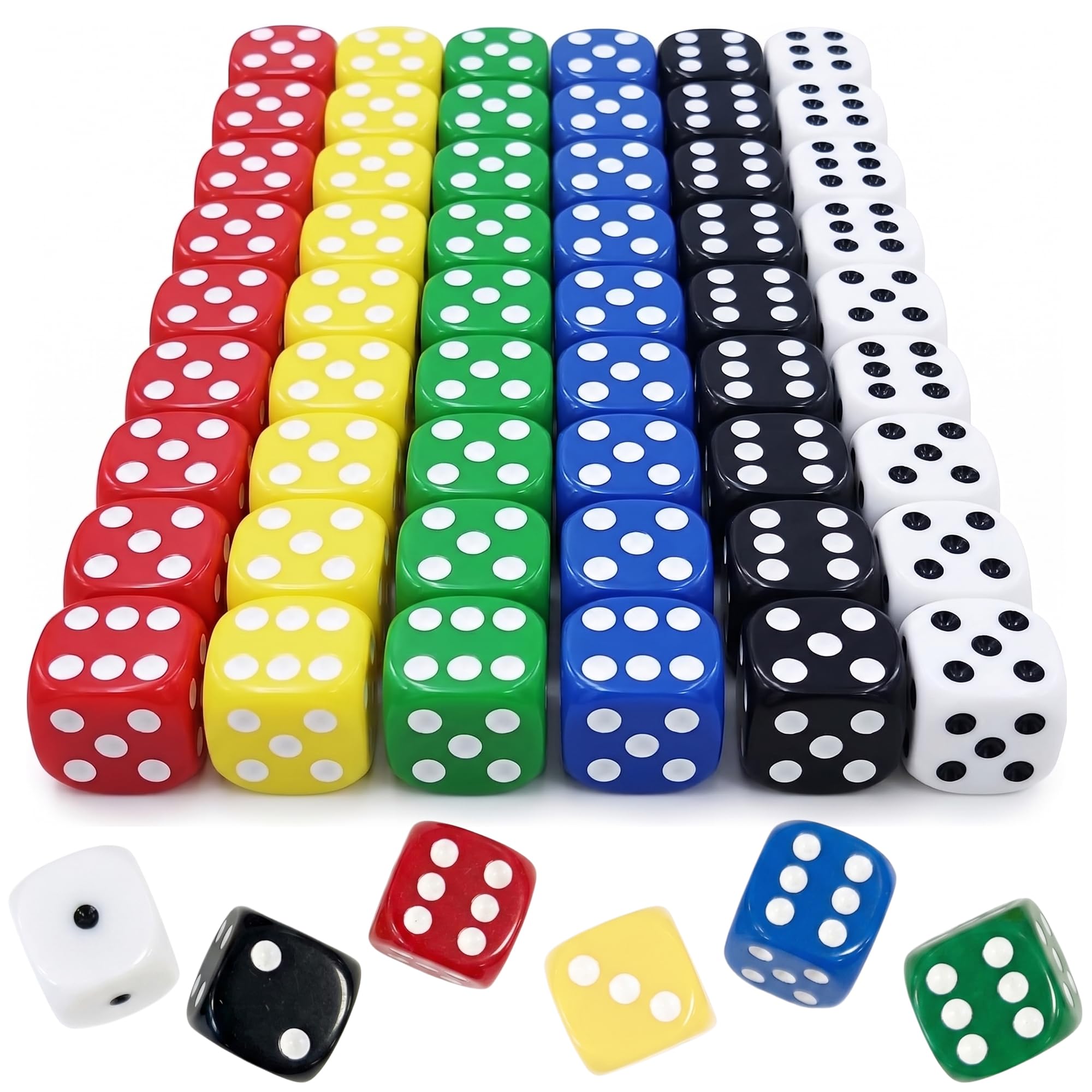 60 Pcs 14mm D6 Dice Set: 6-Sided Coloured Cubes for Tabletop Activities