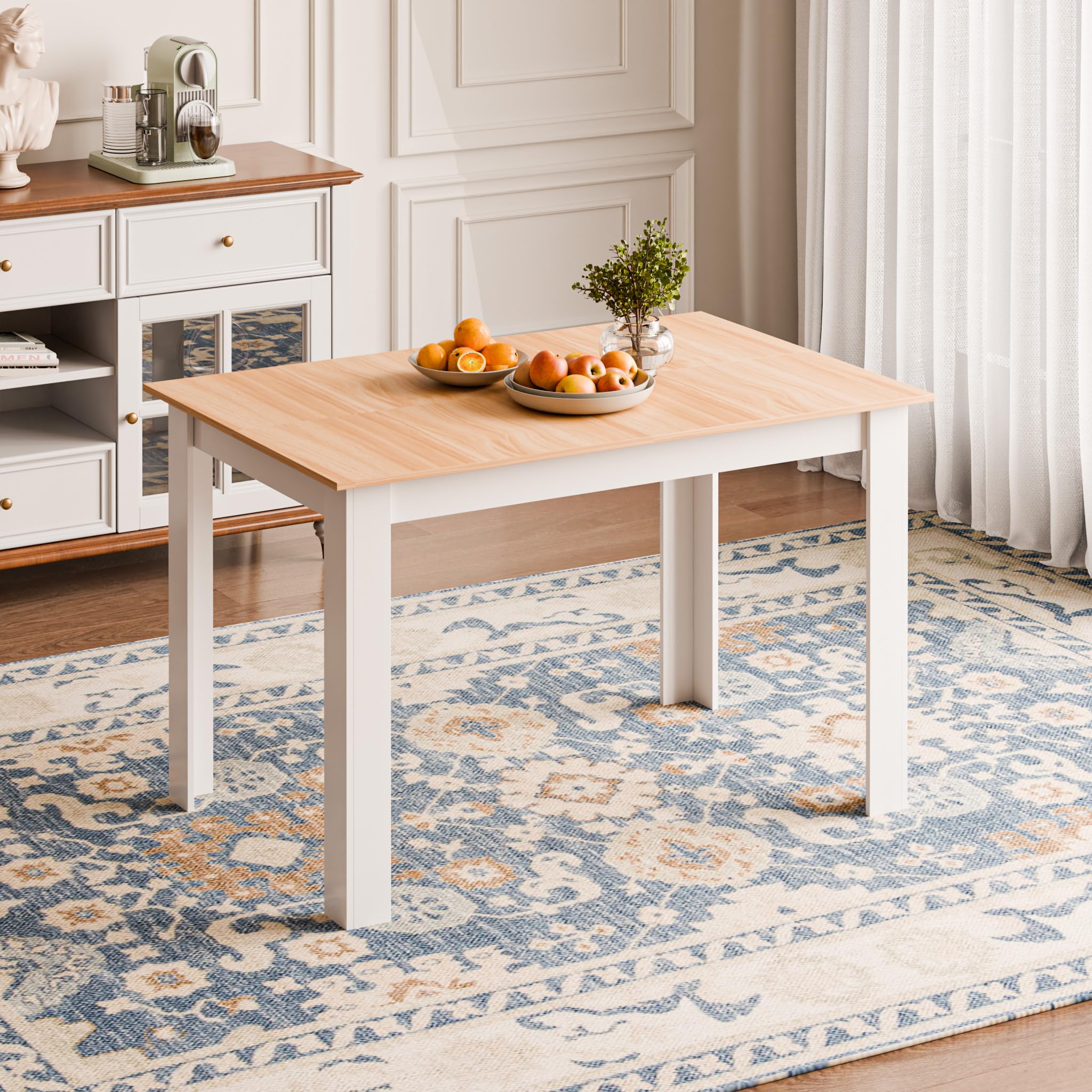 Mondeer Mesa de Comedor, Mesa de Cocina para 4 Personas, 120 x 80 x 75 cm