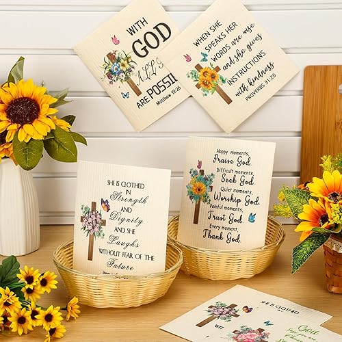 Miniatura 4 de 6 toallas de cocina cristianas suecas, religiosas, reutilizables, versículos de la Biblia, paños de cocina cruzados, toallitas de limpieza de las