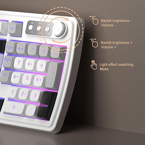 Miniatura 5 de MageGee V990 Combo de teclado y mouse inalámbricos cremosos, 99 teclas RGB retroiluminado recargable silencioso teclado para juegos, mouse óptico