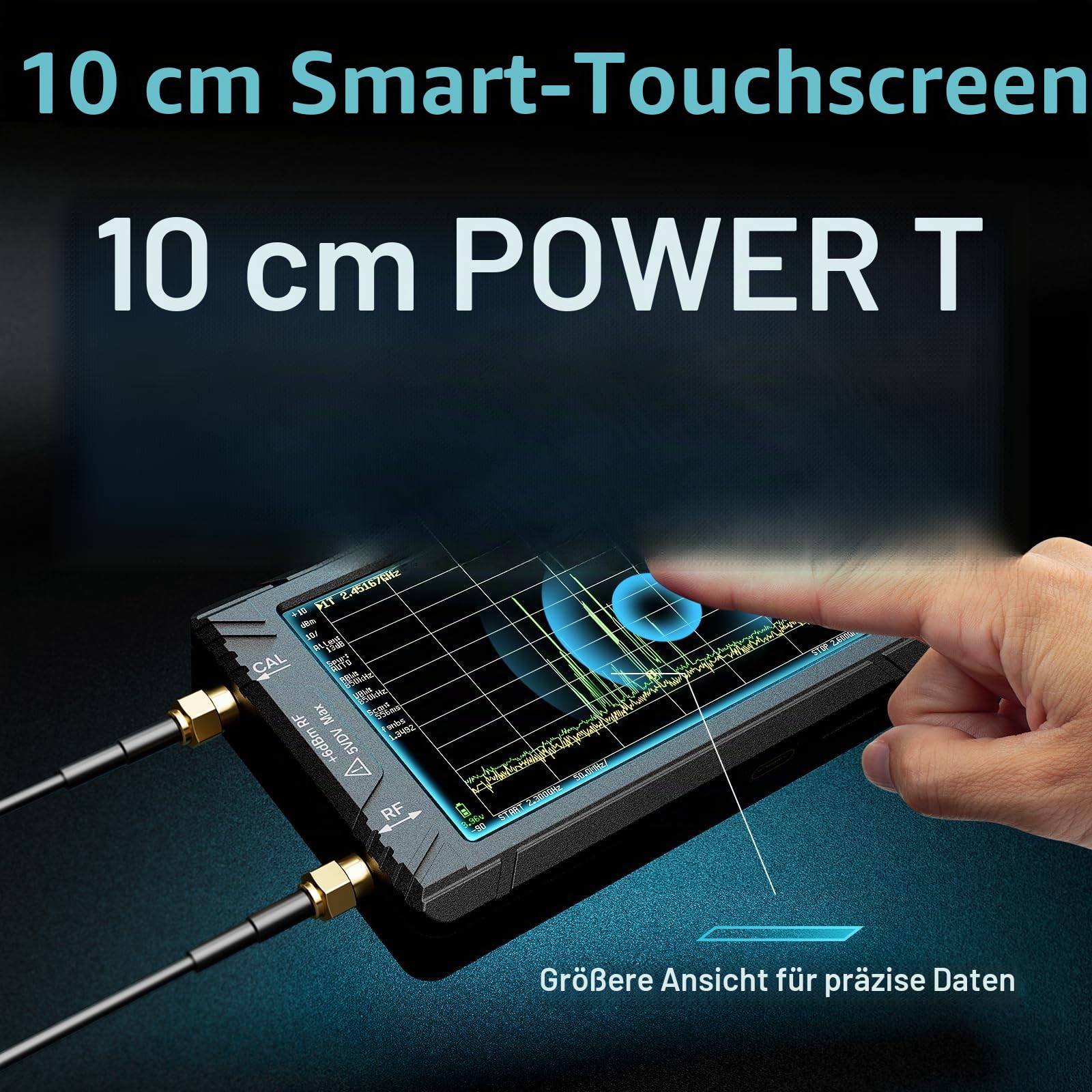 SEESII TinySA Ultra+ ZS406 Spektrumanalysator, 2025 Tragbarer Frequenzanalysator 4,0 Zoll 100 kHz - 5,4 GHz mit 32GB Speicherkarte, 2 in 1 Signalgenerator 100 kHz - 800 MHz MF/HF/VHF UHF-Eingang