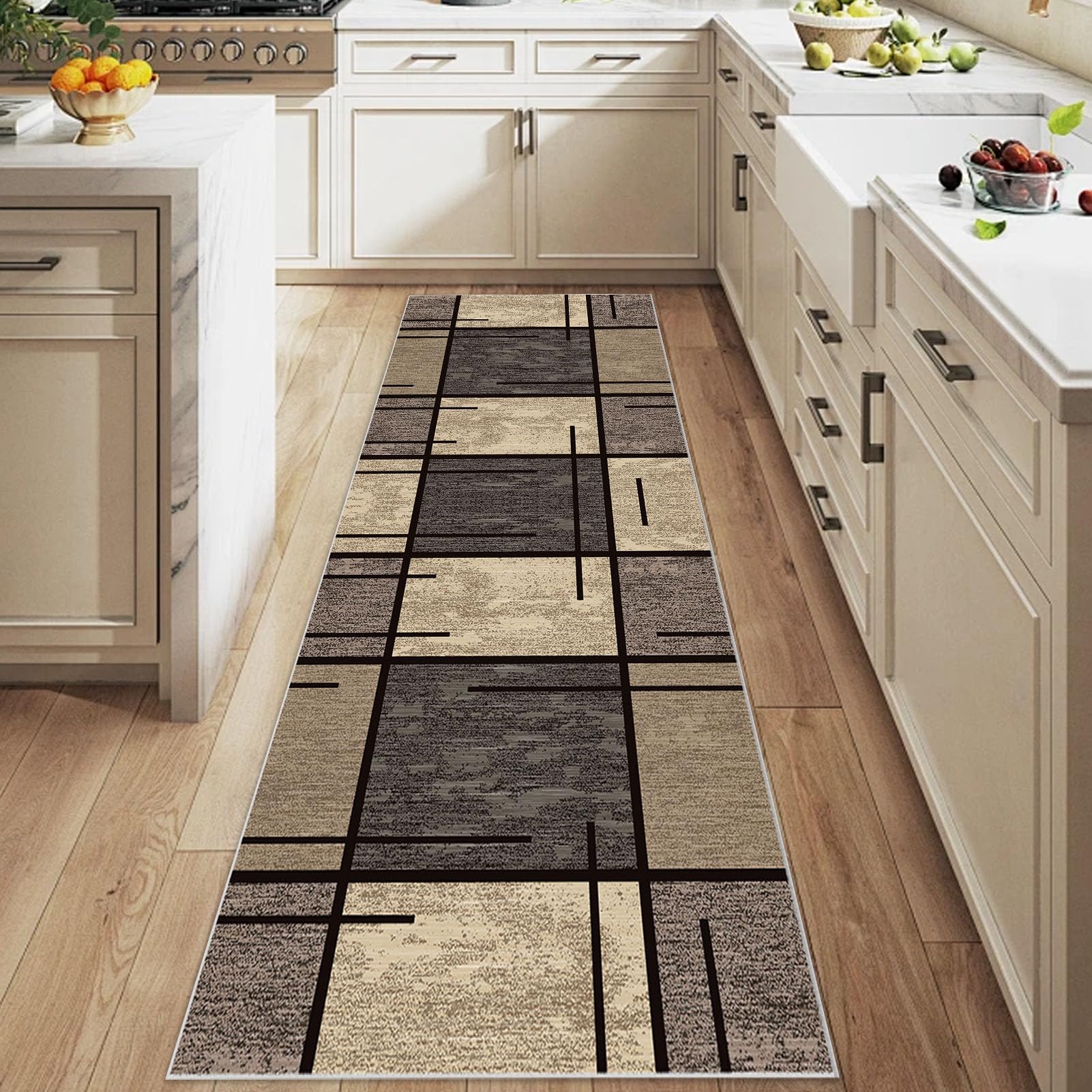 Nqexivo Runner Rugs for Hallway 80 x 150 cm Washable Kitchen Runner Rugs Non Slip Carpet Kitchen Bedroom Bedside Dining Room Office Indoor Low Pile Carpets — image 1