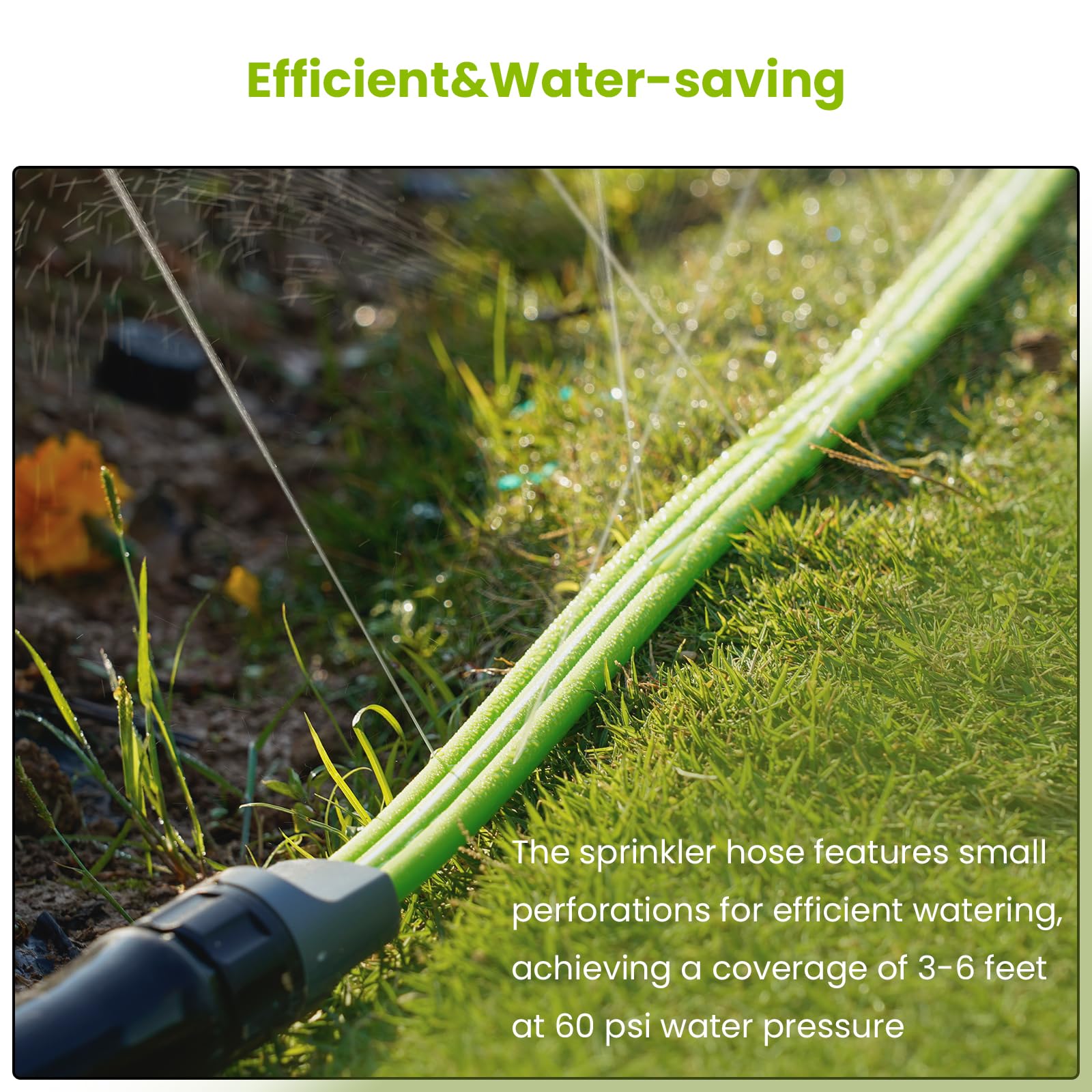 Sprinklerschlauch mit Löchern, Gartenbewässerungsschlauch mit Heringen, Tropfschlauch-Sprinkler, effizientes Wassersparen für Rasen, Garten und Hof, auslaufsicher