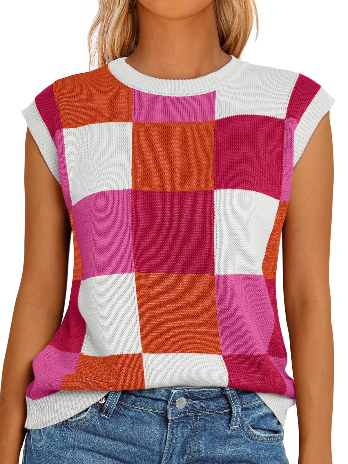 LILLUSORY Womens Tops Sweaters Vest Summer Tank Fall Outfits Fashion Clothes Cute Teacher Sleeveless Knit Shirts Trendy 2024