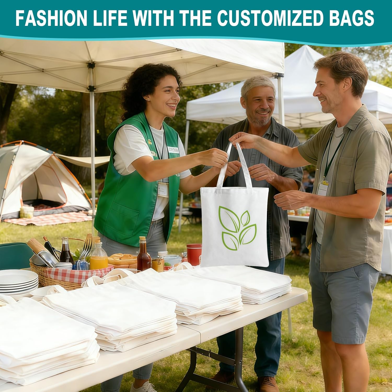 60 Pcs Sublimation Blank Tote Bags Bulk, Reusable Grocery Bags DIY Heat Transfer Canvas Tote Bag, Personalized Gifts for Women Men, Advertising, Valentine's Craft, Party Shopping Totes (White)