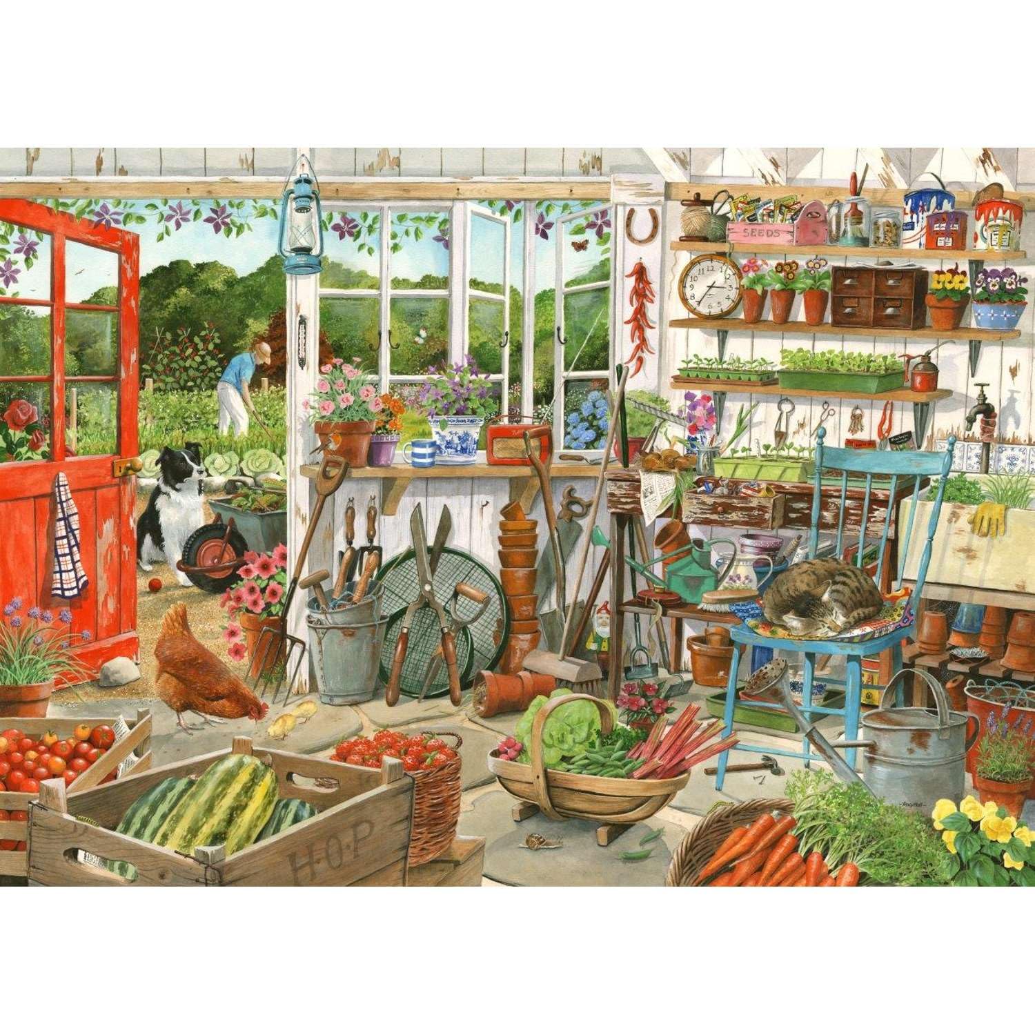 The House of Puzzles - Potting Shed Jigsaw - 1000 Piece Jigsaws For Adults, Artist Illustrated, Scenic Landscape, Deluxe Puzzle Gifts