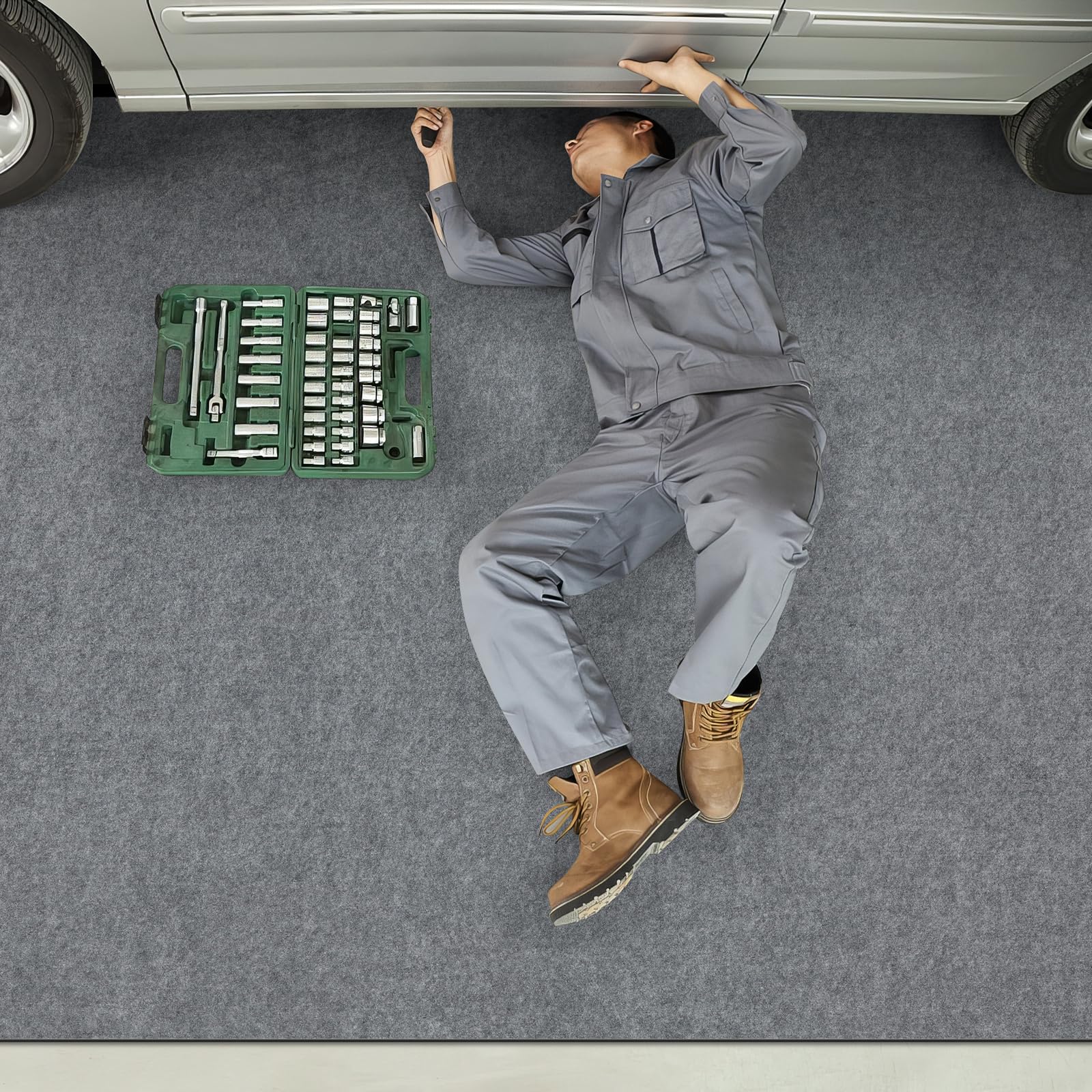 Tappetino da garage, 182 x 240 cm, assorbente, anti-fuoriuscite di olio, tappetino per golf cart, moto, proteggere garage e negozi, assorbente e perdite di olio, antiscivolo,