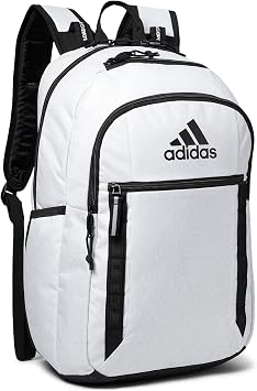 adidas Excel Backpack Durable Large Athletic Laptop Book Bag, 7.0/Twill White/Black 2.0, One size, Excel Backpack for Men & Women – Durable Large Athletic Laptop Bag