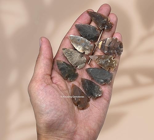 Miniatura 7 de Amazing Gemstone 10 piezas de punta de flecha de jaspe de lujo a granel, cristal y piedra curativa Flint Rock Flint Rock Flint Head - puntas de