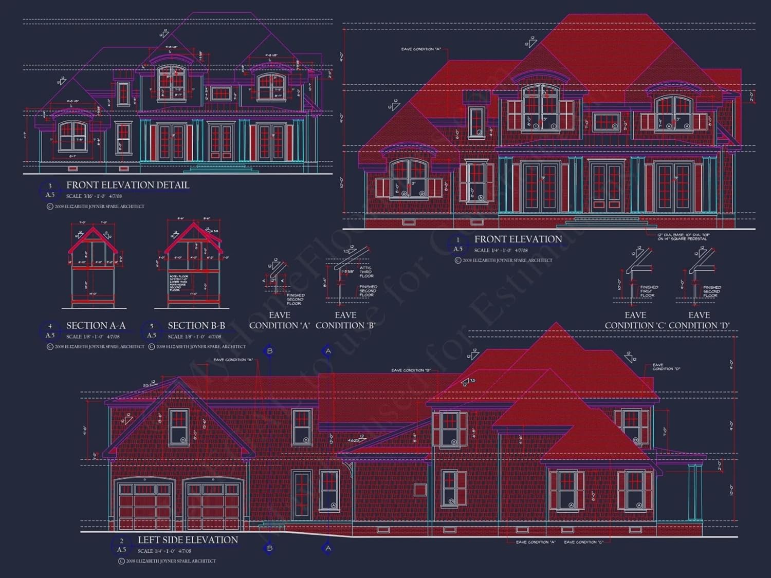 8-1415 HOUSE PLAN - Traditional Craftsman House Plan with 4 Beds, 3 Garage Bays, and Vaulted Ceilings