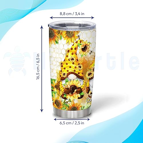 Miniatura 4 de Hyturtle Regalos personalizados para los amantes de los gnomos, estampado de abejas de gnomos con girasol, vaso de acero inoxidable con nombre