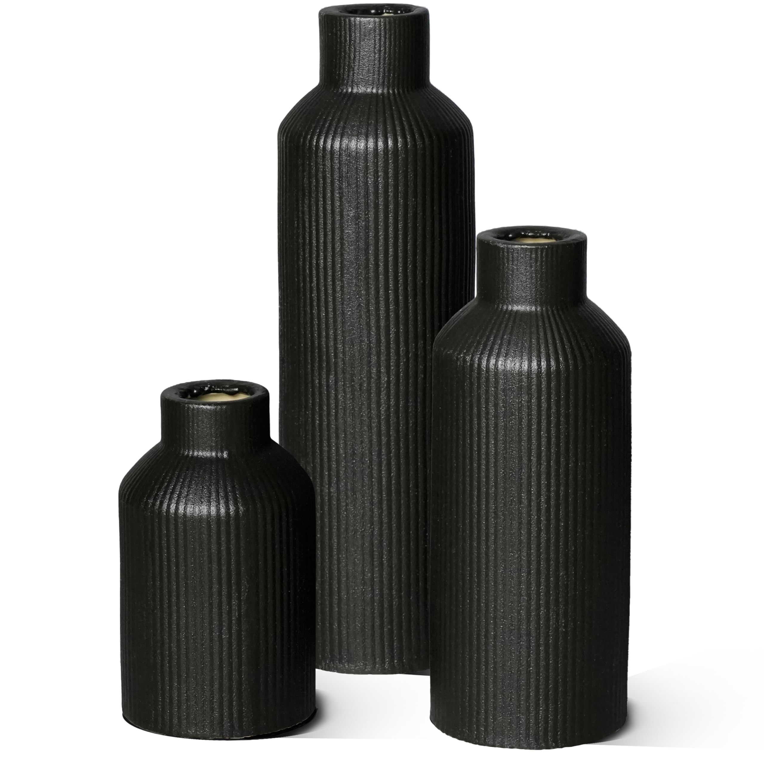 Set di 3 vasi da fiori in ceramica moderni, piccoli vasi testurizzati, decorazione per la casa, cucina, camera da letto, ufficio, soggiorno, bagno e mensola, centrotavola da 25,4 cm + 12,7 cm + 12,7