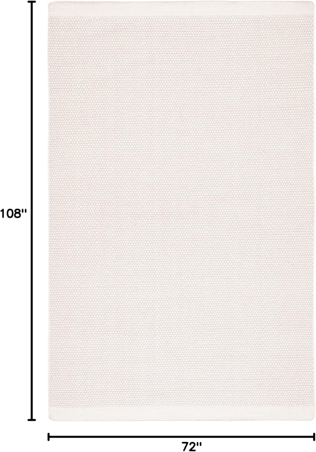 Ivory Hand-Knotted Wool 6' x 9' Rectangular Area Rug