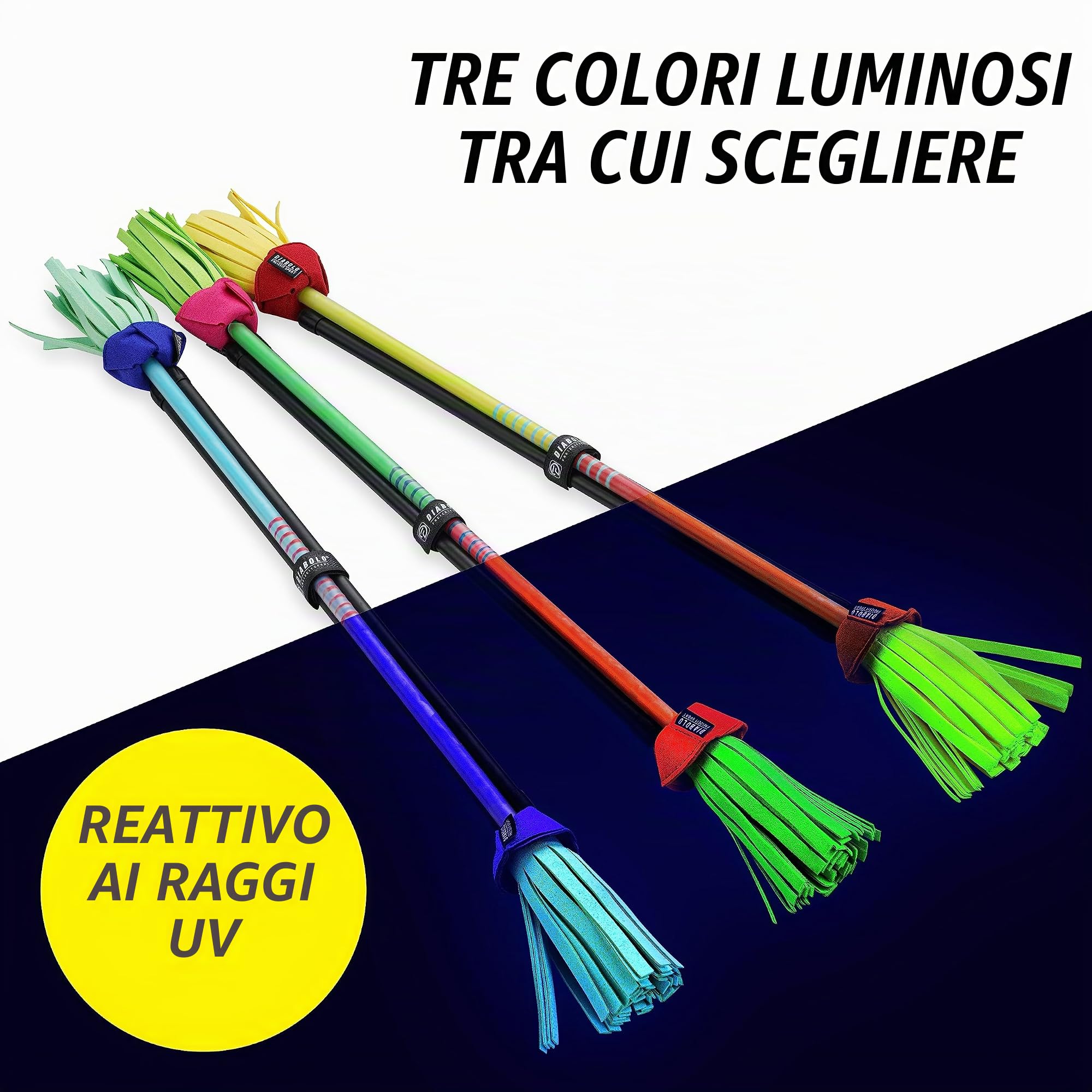 Diabolo Freizeitsport Flowerstick PRO Short (Giallo-Rosso), Giocoleria con Bacchette, Attrezzi da Giocoleria, per Avanzati