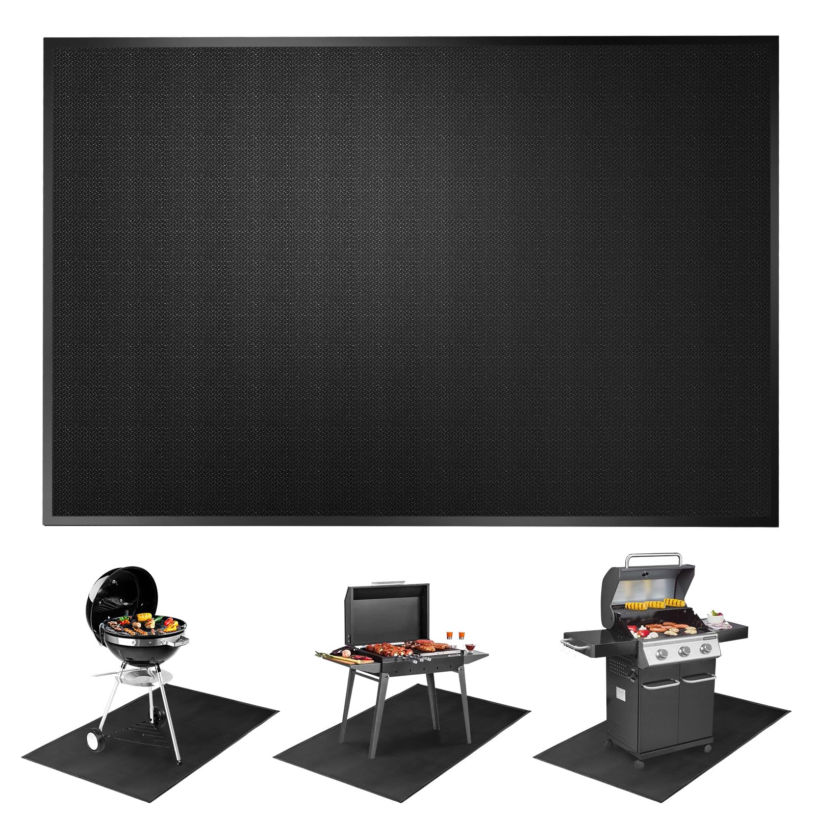 Mondoshop Gas Barbecue Fire Bowl Fireproof Underlay - 100 x 150 cm Heat Protection Mat Splatter Mat, Charcoal Grill Fireplace Floor Protection Mat for Floor, Lawn, Camping, Deck Protection