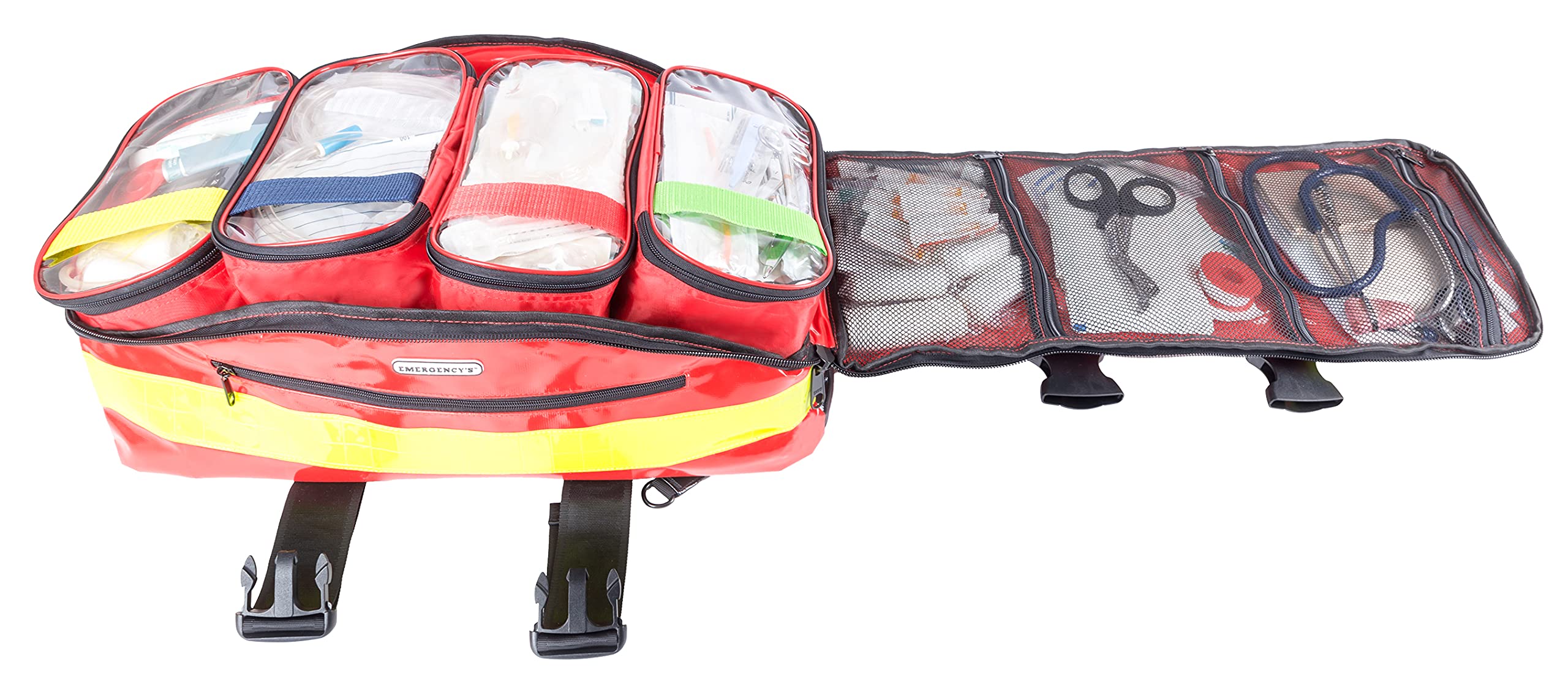 ELITE BAGS (Emergency's - BAGSTER Notfallrucksack/ - tasche | rot | inkl. farbig markierten, herausnehmbaren Modultaschen