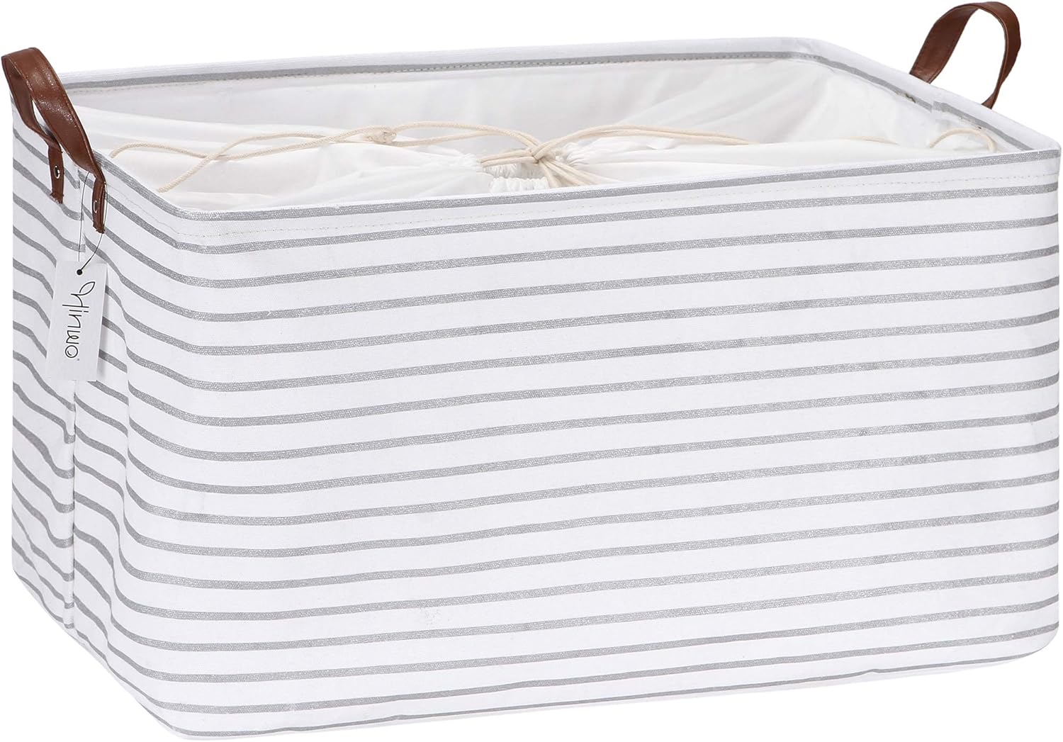 Hinwo 70L Extra Large Storage Bins, Closet Organizers and Storage, Foldable Clothes Storage Baskets with Handles, Containers for Clothing, Blanket, Comforters, Toys, Bedding (Silver Stripe) 22" / 70L / 1-Pack Silver Stripe