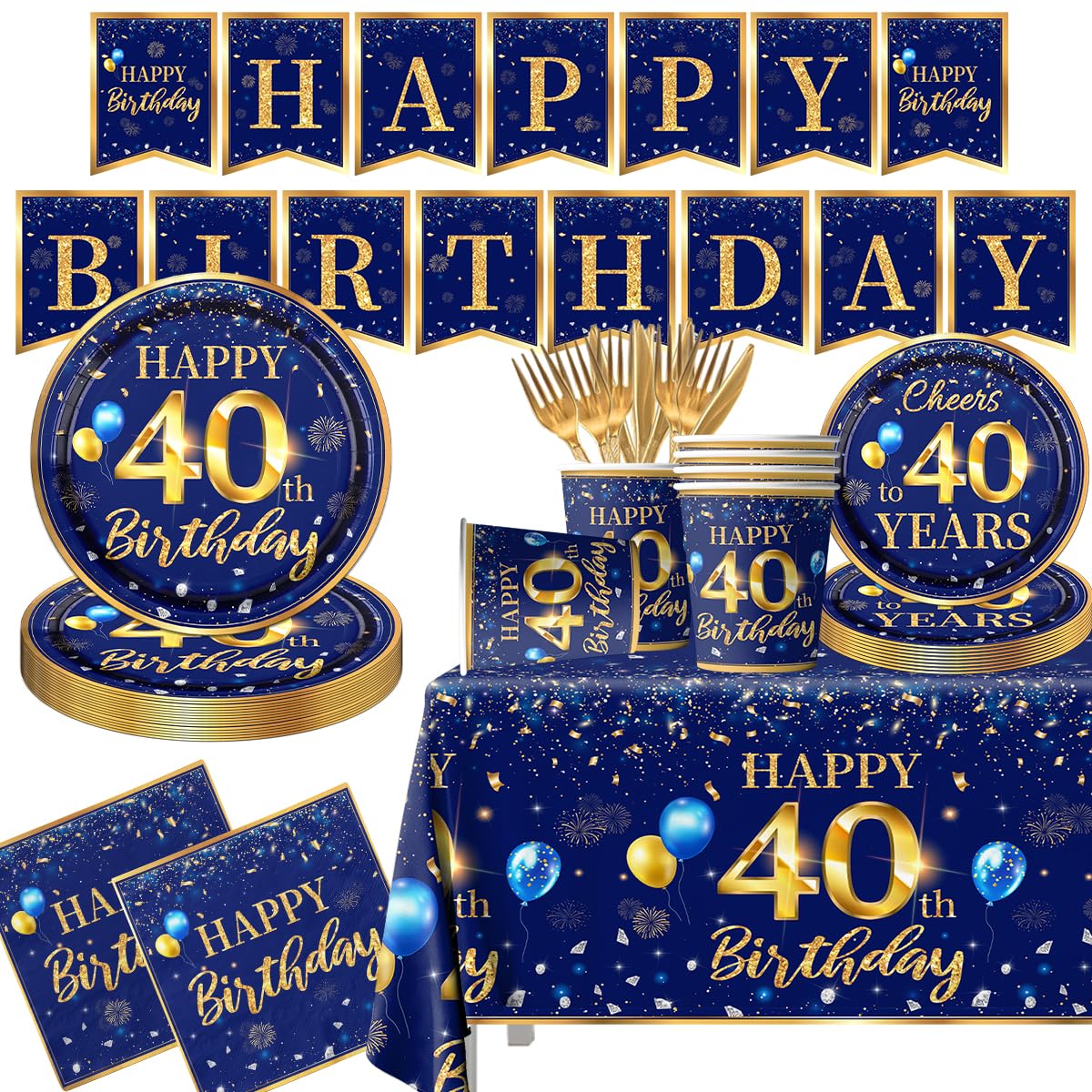 GREHUMOR Navy Blue and Gold Tableware