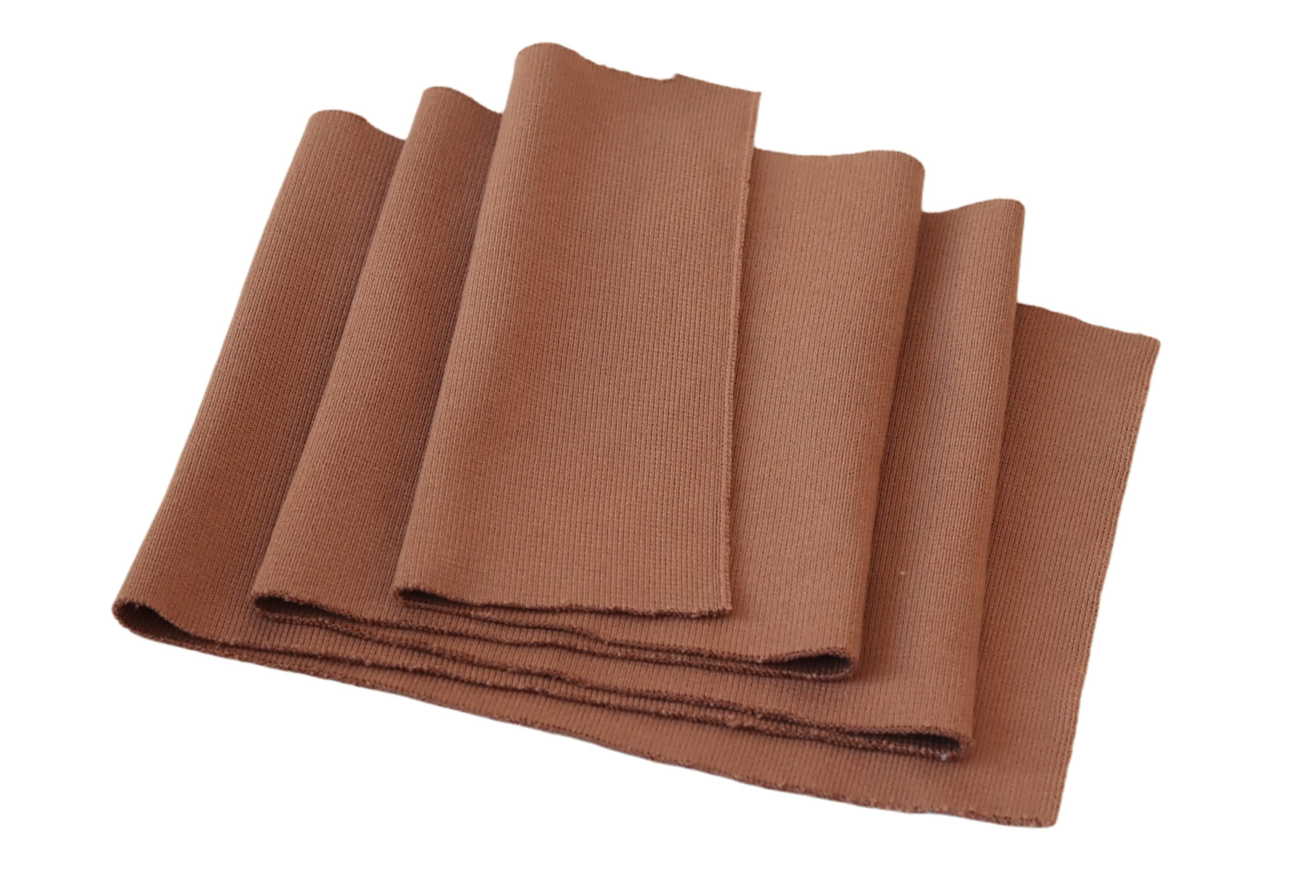 TinaKim Ribbing Knit Fabric, for Waistbands Collar Cuffs Material (Strip of Coffee, 40x8in)