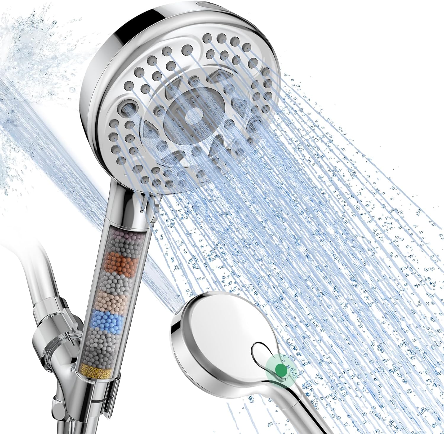 SunCleanse Filtered Shower Head with Handheld, 9-Spray Setting Detachable Showerhead with Filters, Shower Head for Hard Water - Filtered Chlorine, Improve Skin and Hair Texture, Chrome