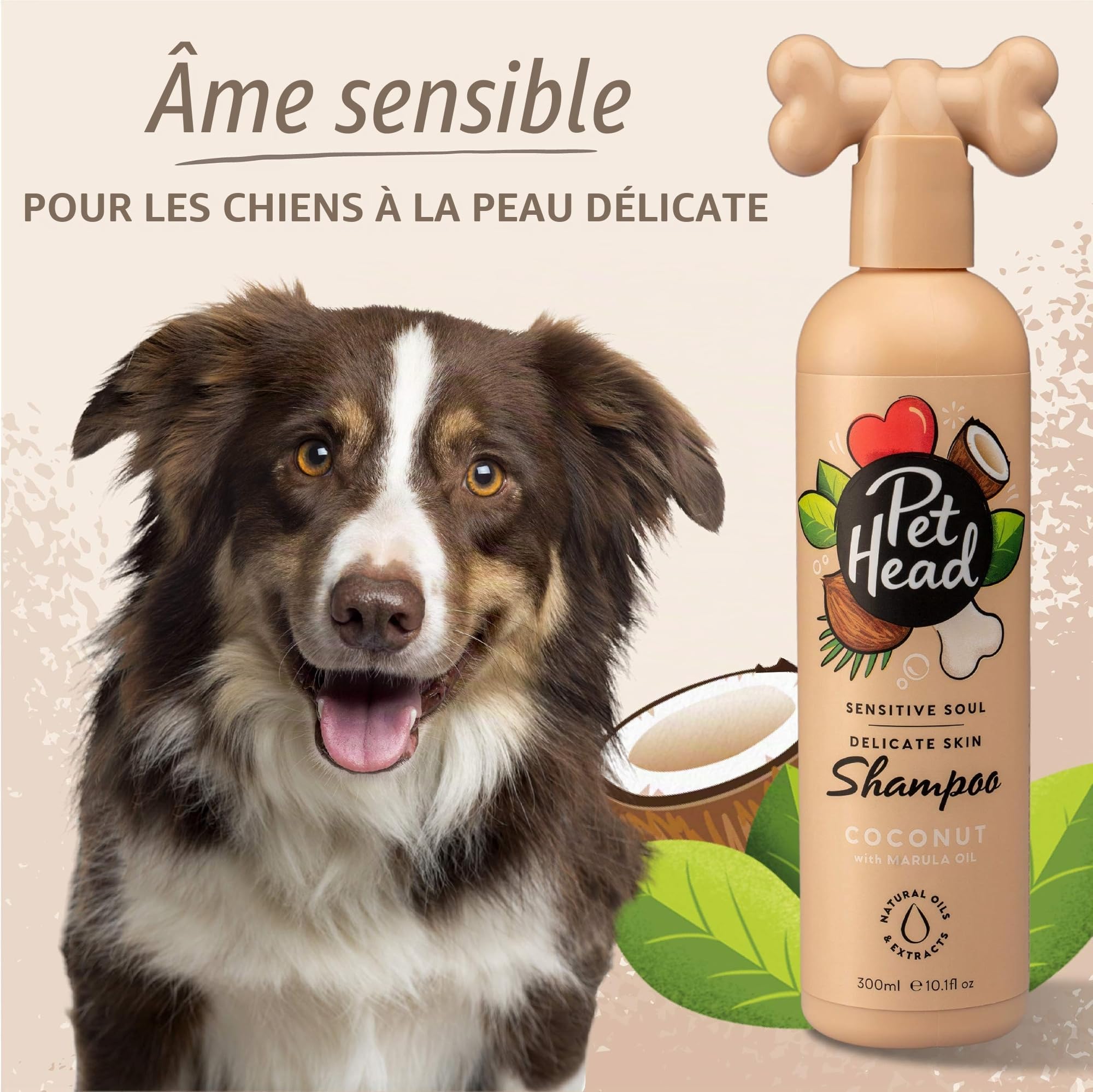 Pet Head Sensitive Soul Shampoing pour Chien | Parfum de Noix de Coco | Shampoing pour Peaux sensibles | Toilettage Professionnel | Naturel | Formule Douce pour Chiots | 300ml