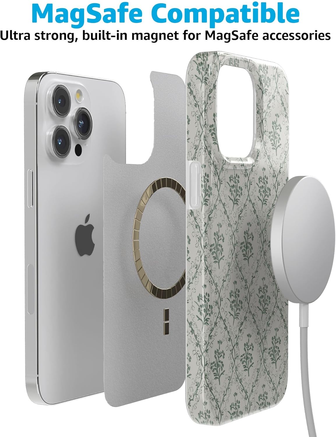 Casely iPhone 15 Pro Case | Sage Tapestry | Floral Vines | Compatible with MagSafe | Classic Ultra Thin Design