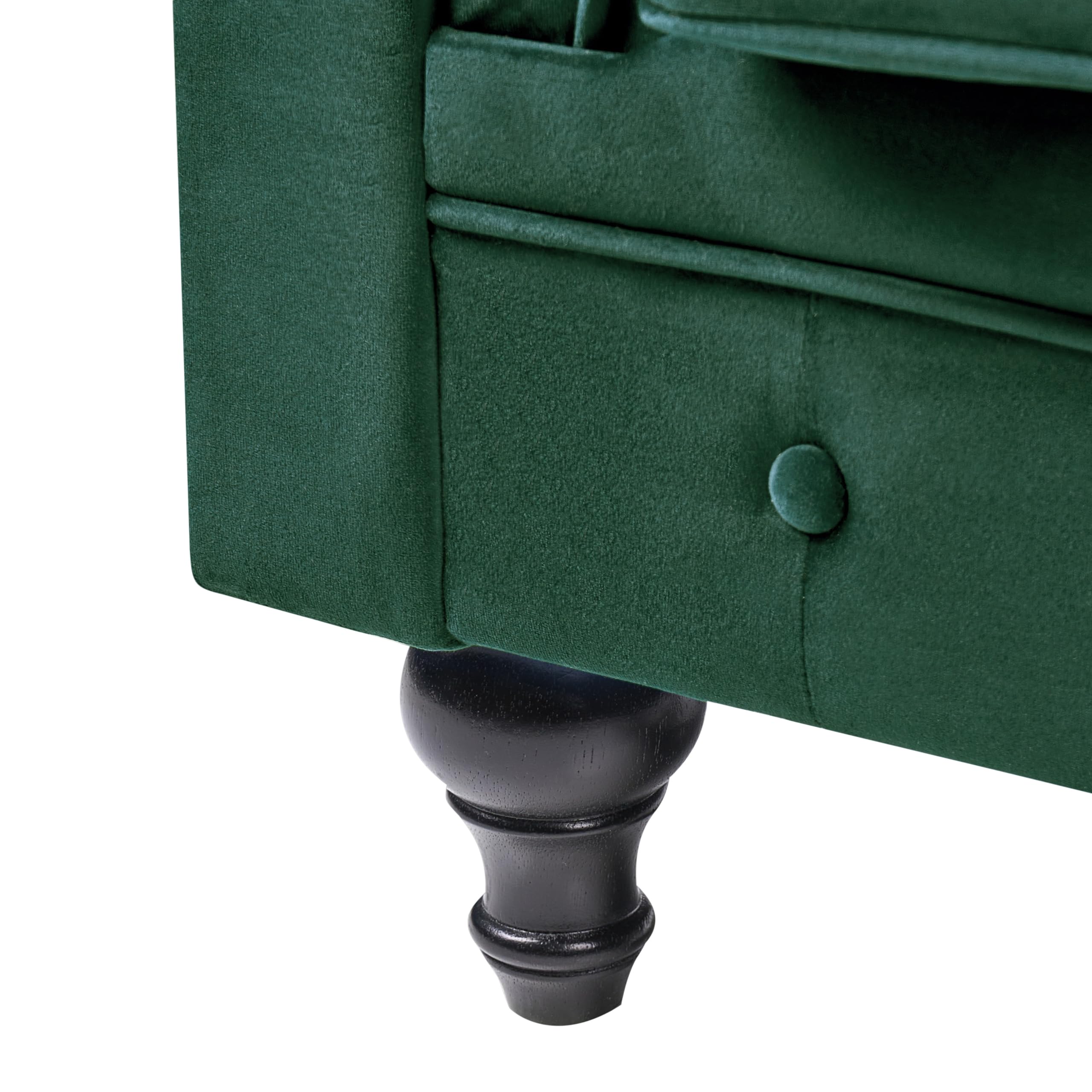 Beliani Divano vintage a 3 posti in tessuto verde
