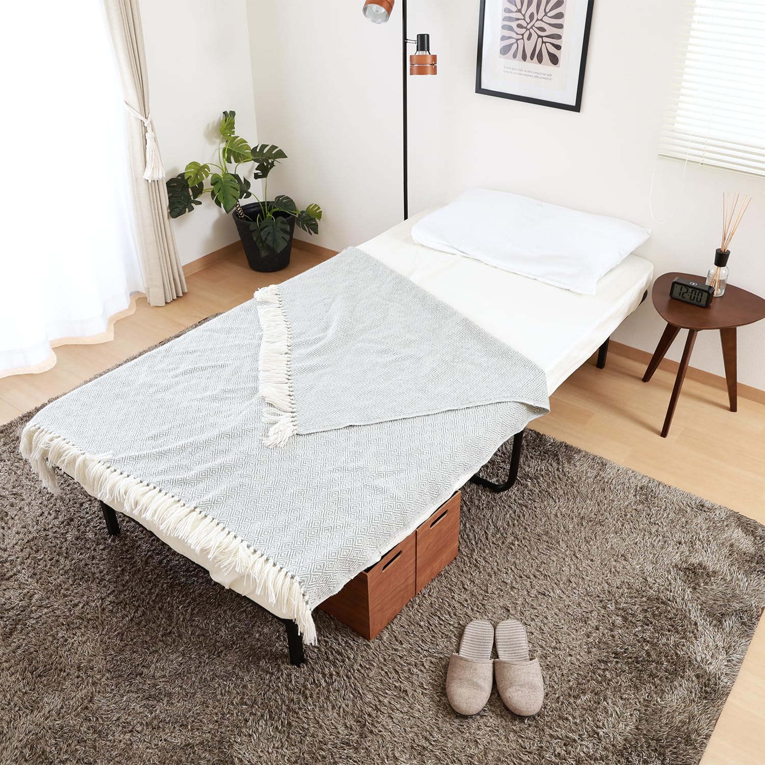 折りたたみパイプベッド シングル 工具不要 簡単組み立て 四