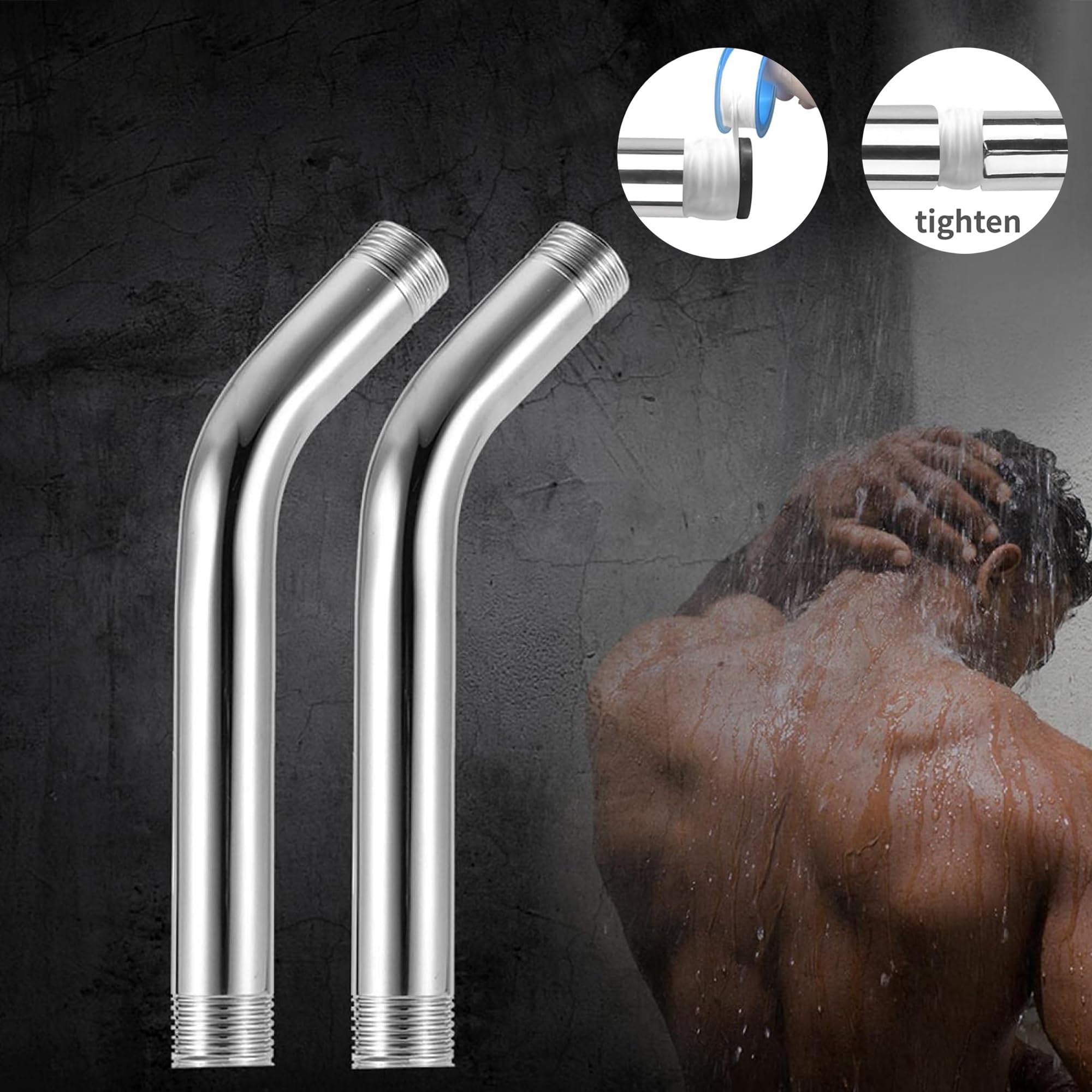Tubo di Prolunga per Braccio Doccia 15 cm, Filettatura G1/2 Braccio Doccia in Acciaio Inossidabile, Prolunga Palmareper Doccetta, per Bagno Accessori da Bagno