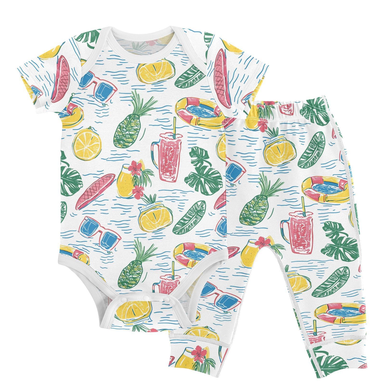 vvfelixl Unisex Short Sleeve Baby Pants Sets,Summer Pool Party Baby Bodysuits Set,Babys Layette Sets Clothes for 18-24M