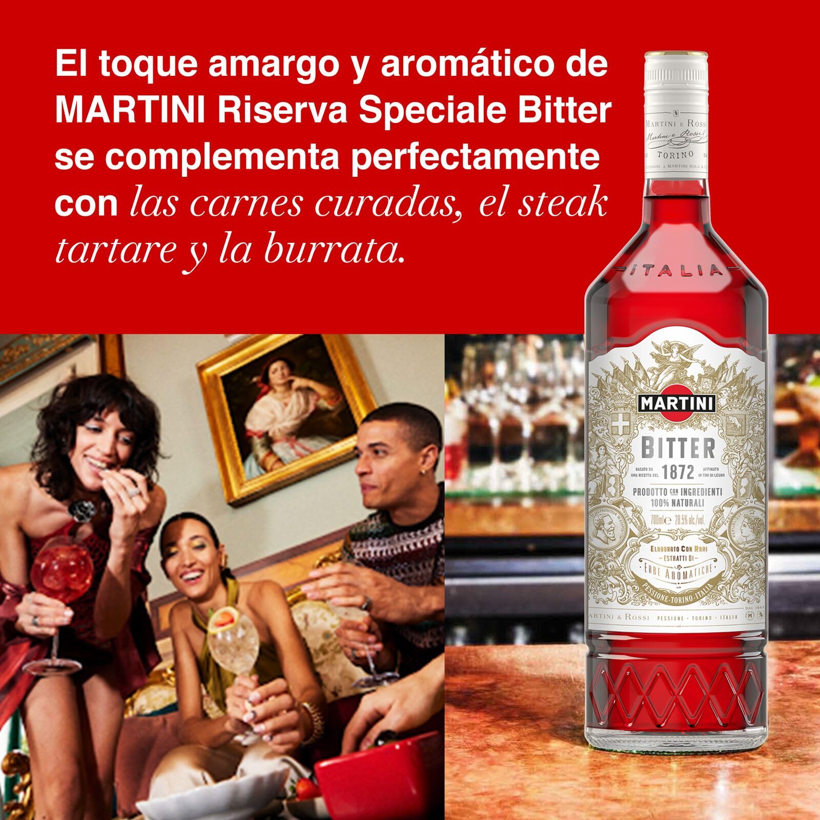 MARTINI Riserva Speciale Bitter Aperitivo, 28,5% ABV, 70cl / 700ml, Licor con infusión de tres ingredientes botánicos raros