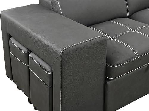 Miniatura 9 de THSUPER Sofá cama modular moderno con cama extraíble, diván de almacenamiento reversible, sofá modular convertible en forma de L con reposacabezas y