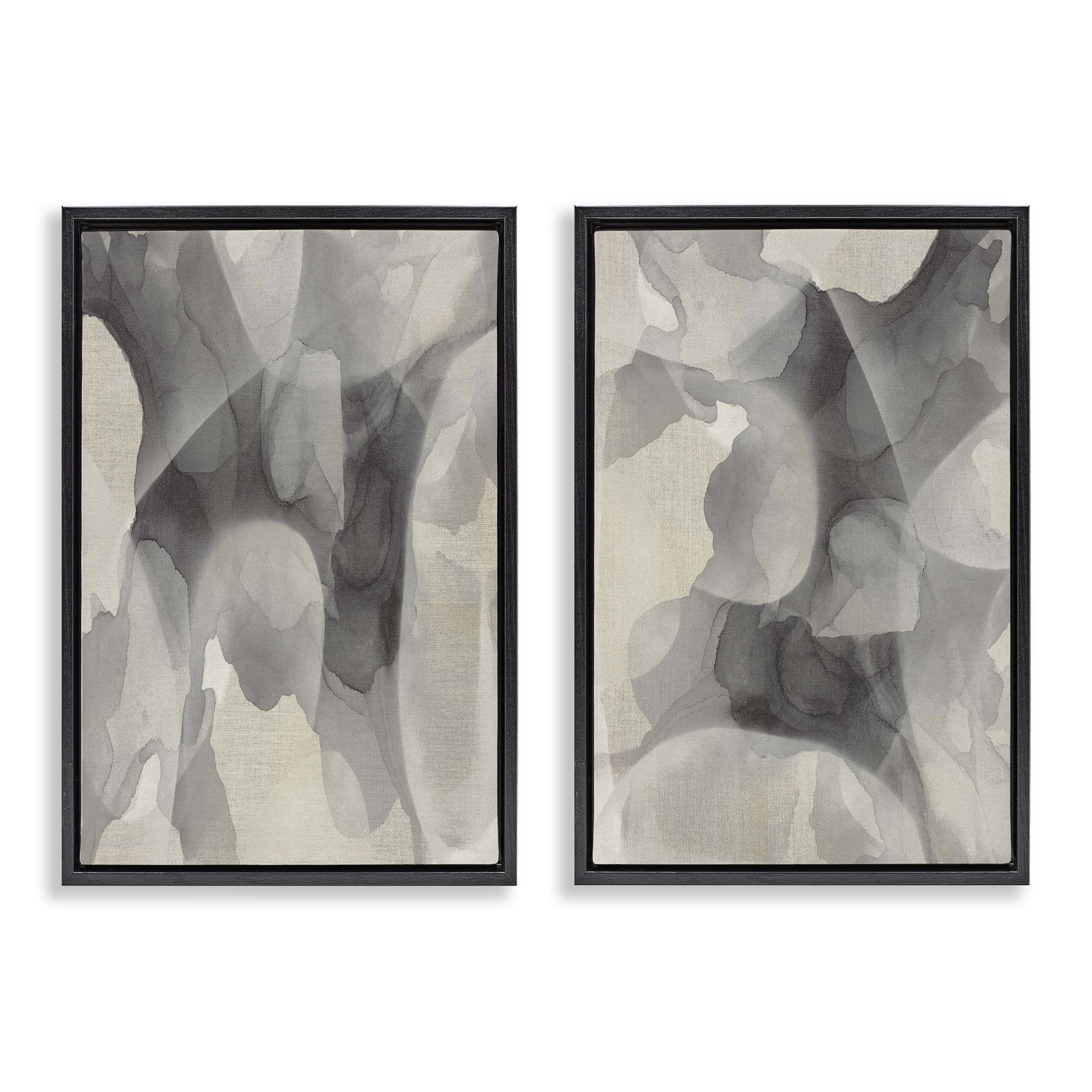 'Mottled Fluid Monochrome'| 2pc Floating Frame Art Set 2