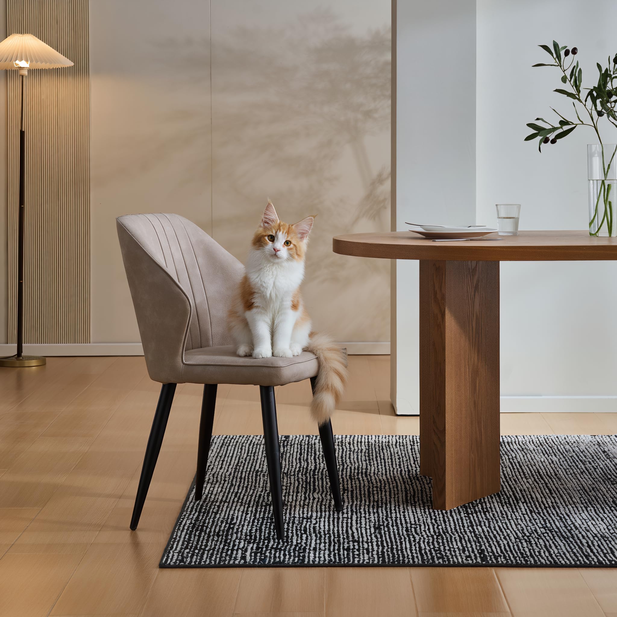 CLIPOP Esszimmerstühle 4er Set Retro Kunstleder Gepolsterter Esszimmerstuhl mit Rückenlehne und stabilen Metallbeinen, Küchenstühle Polsterstuhl für Home Office Möbel (Beige, 4)