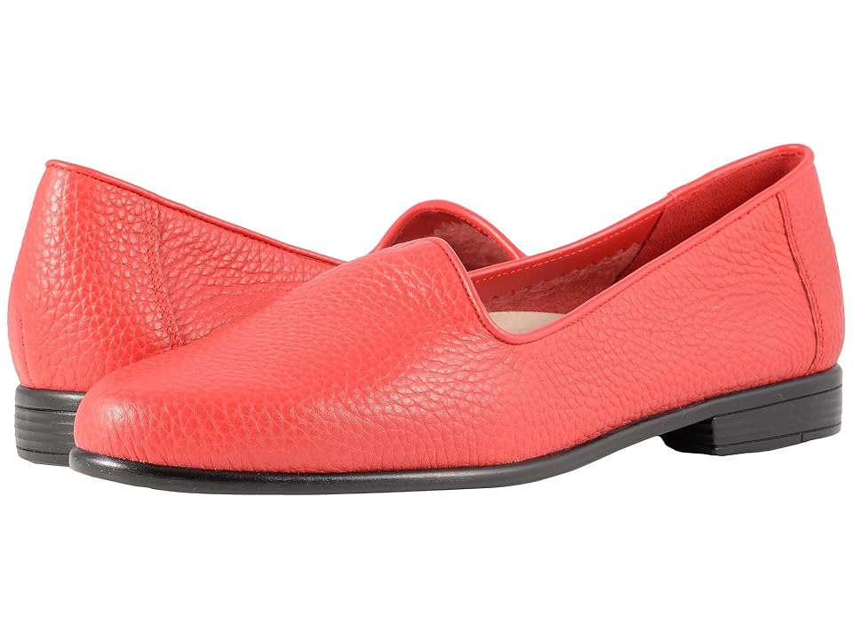 Trotters Liz Tumbled (Red Very Soft Leather) Women's Slip on Shoes INTERNATIONAL SHIPPING