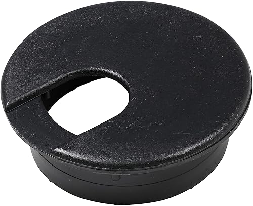 Rok Hardware - Paquete de 5 piezas de 2 pulgadas (2.008 in) color negro redondo para mesa de escritorio para computadora, cable organizador de