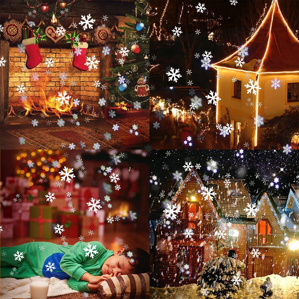 Proiettore di luci di Natale per esterni Impermeabile, fiocco di neve Proiettore di luce per nevicate Luci a LED Decorazione natalizia Luce di paesaggio rotante regolabile per Halloween Festa di Capod