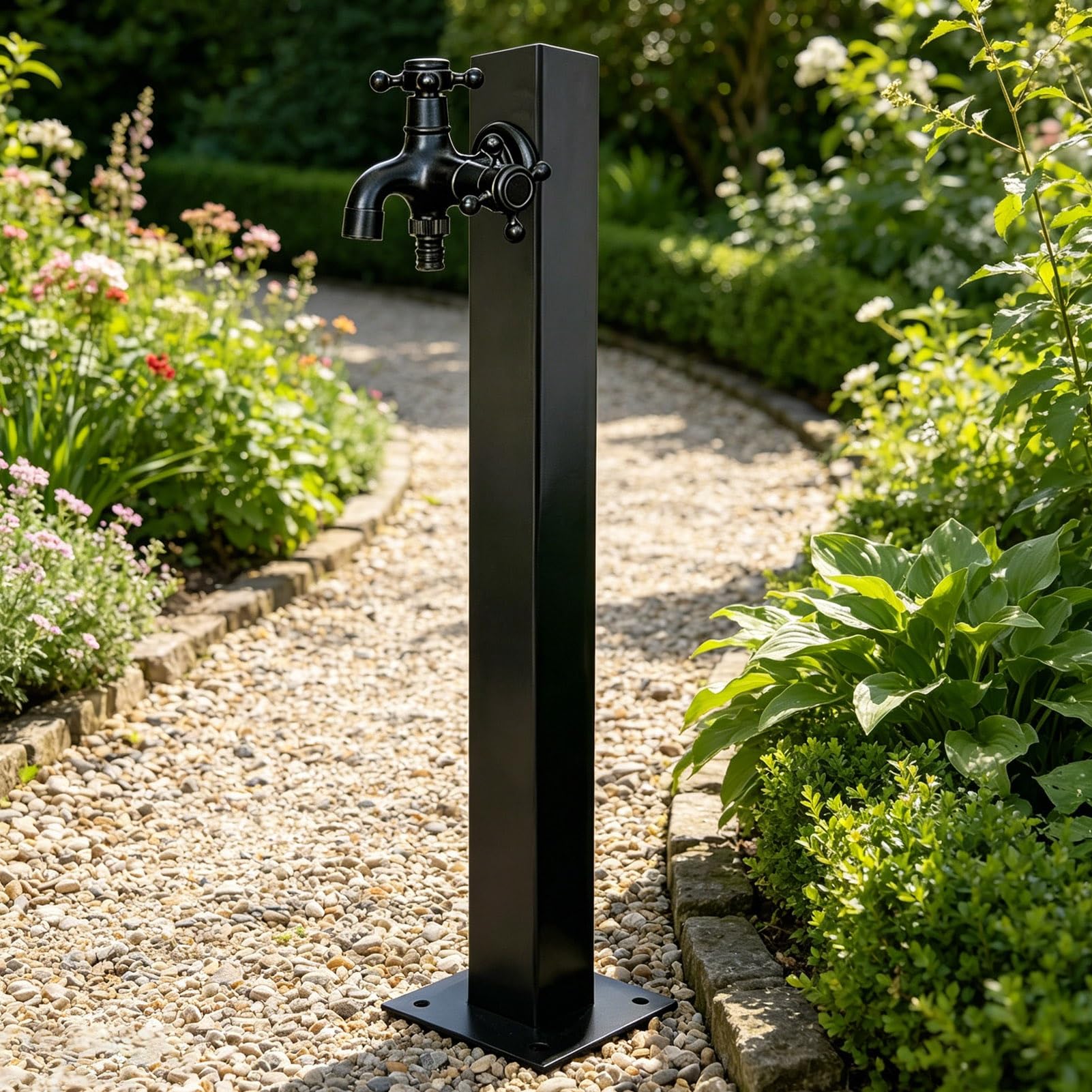 Gaommini Square B Freestanding Hose Stand Vertical Garden Water Tap, Outdoor Stainless Steel Water Column With Faucet, Freeze Proof Yard Hydrant Spigot For Patio Backyard(,Height: 60Cm/23.6In)