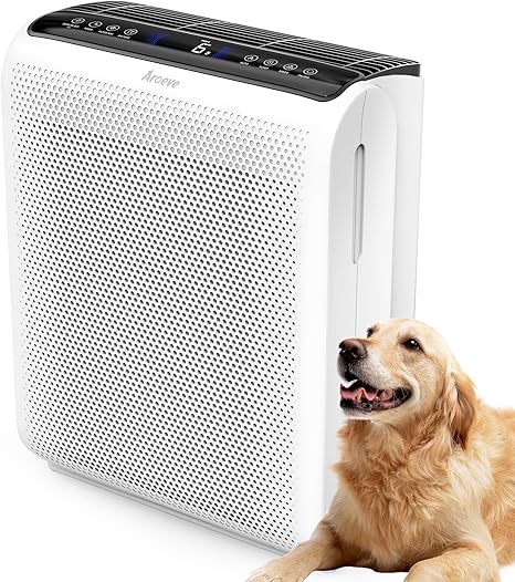 AROEVE Air Purifiers For Home Large Room Up to 1504 Sq Ft with Air Quality Sensors, Washable Filters, Filters Pet Dander, Pollen, Smoke, Dust for Bedroom Office, MK07 White