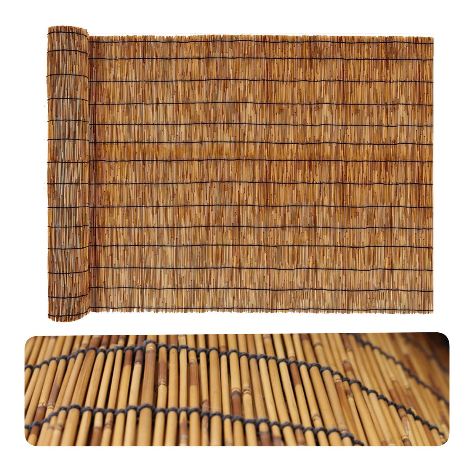 Natural Reed Fencing Roller,Bamboo Backyard Reed Fence 2 Ft 3 Ft 4 Ft 5 Ft 6 Ft High Reed Screen Fencing Rolls For Outdoor, Gallery, Restaurant, Hotel, Patio (Brown)(Size:5 x 32.8 FT (1.5 x 10M))
