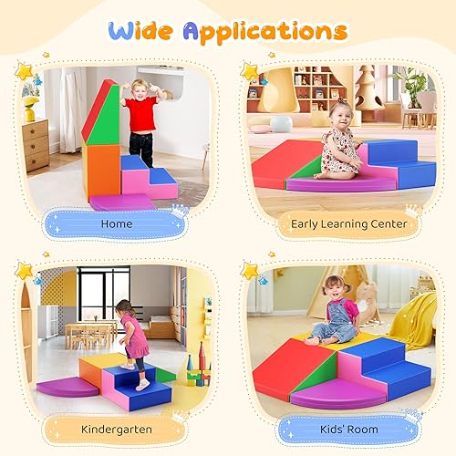 Miniatura 25 de Lischwert Bloques de escalada de espuma, juguetes de escalada suaves para niños pequeños, juego de espuma de 9 piezas para gatear y escalar con Verde