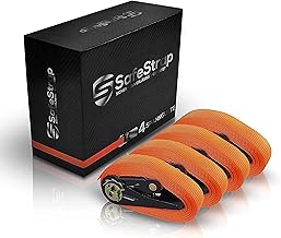 SafeStrap Tensioning Straps - Extremely Robust Stowage Straps in accordance with EN 12195-2 with TÜV G/S - 6m Long Locking Straps with a Capacity of 1600kg (4 Pieces)