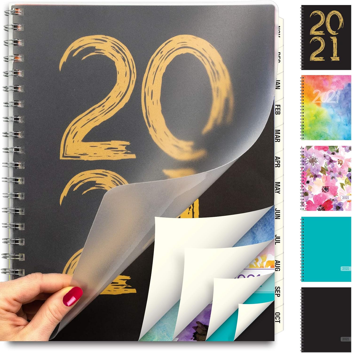 Global Printed Products Essential 8.5 by 11 in Monthly and Weekly 2021 Planner with Tabs and 5 Covers