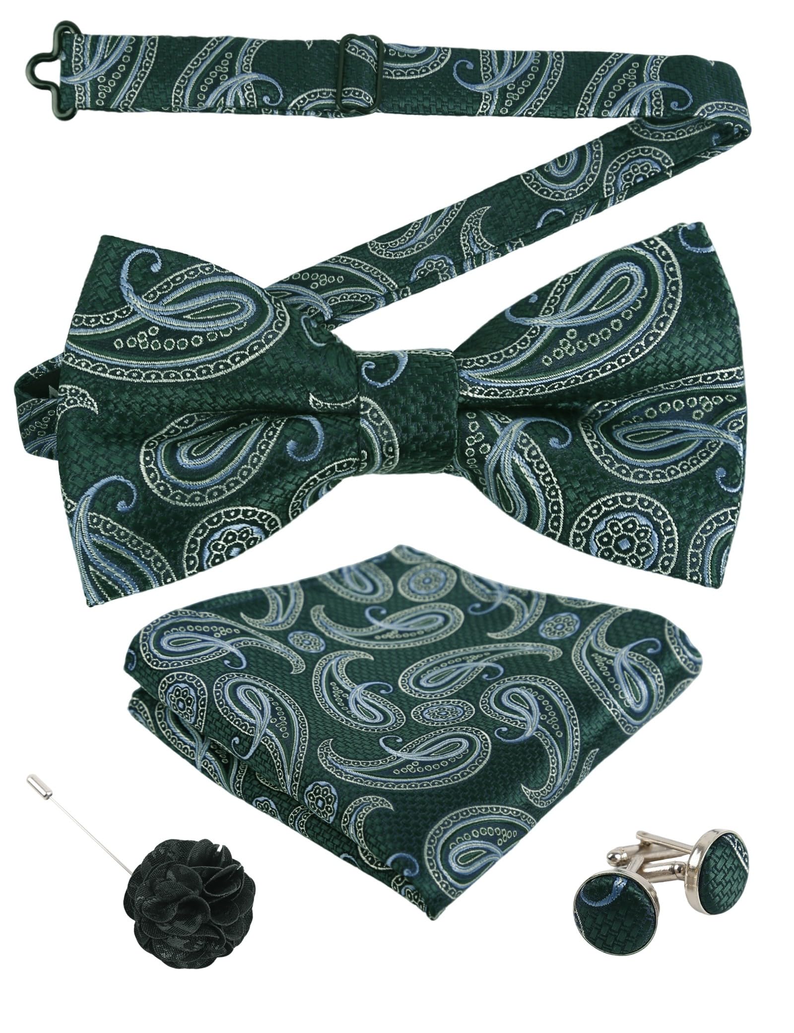 Alizeal Mens 4pcs Vintage Paisley Bow Tie Set