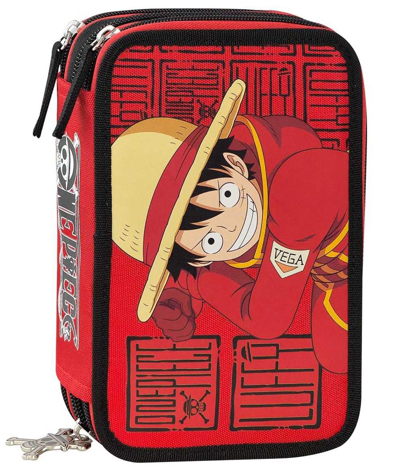 Clondo Astuccio 3 Scomparti Riempito Bambino One Piece Luffy 45 Accessori Scuola Set Cancelleria