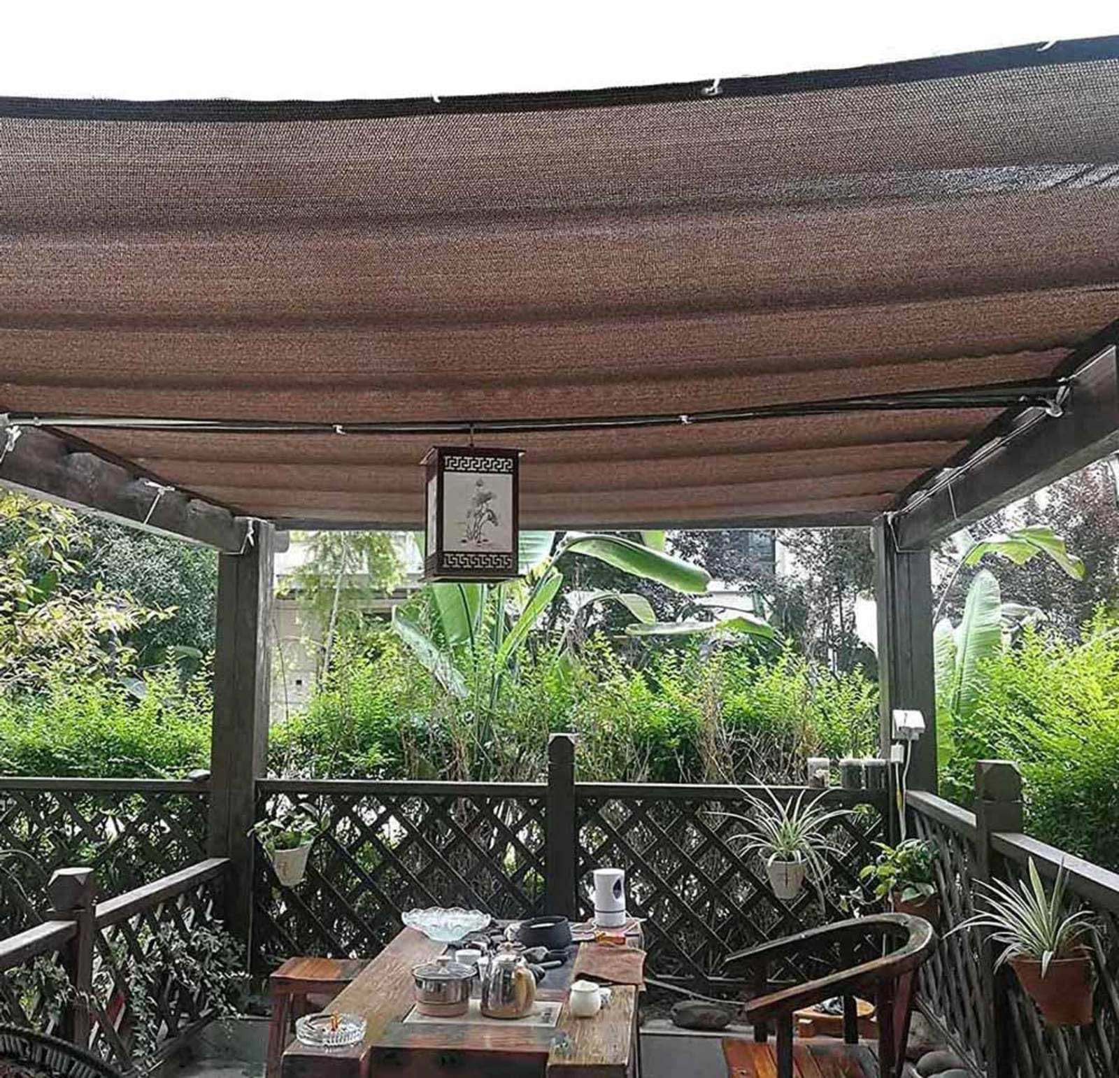 Lona con ojales para exteriores de 5 x 5 pulgadas, toldo de protección UV del 90 %, tela duradera para jardín, balcón, patio, malla antigranizo, versátil color negro, refugio de 4 x 7 m