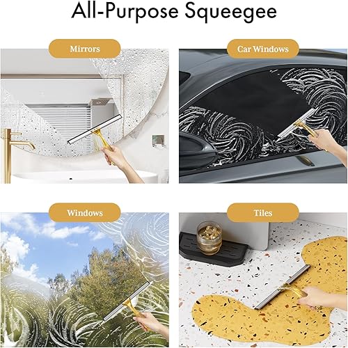 Miniatura 13 de AmazerBath Escobilla de ducha para puertas de vidrio, escobilla multiusos con gancho de succión y gancho adhesivo, escobilla transparente