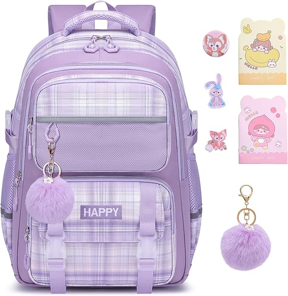 WYCY Girls Backpack - Cute School Bag, Lightweight Travel Daypack, Mochilas Escolares Para Niñas, Purple