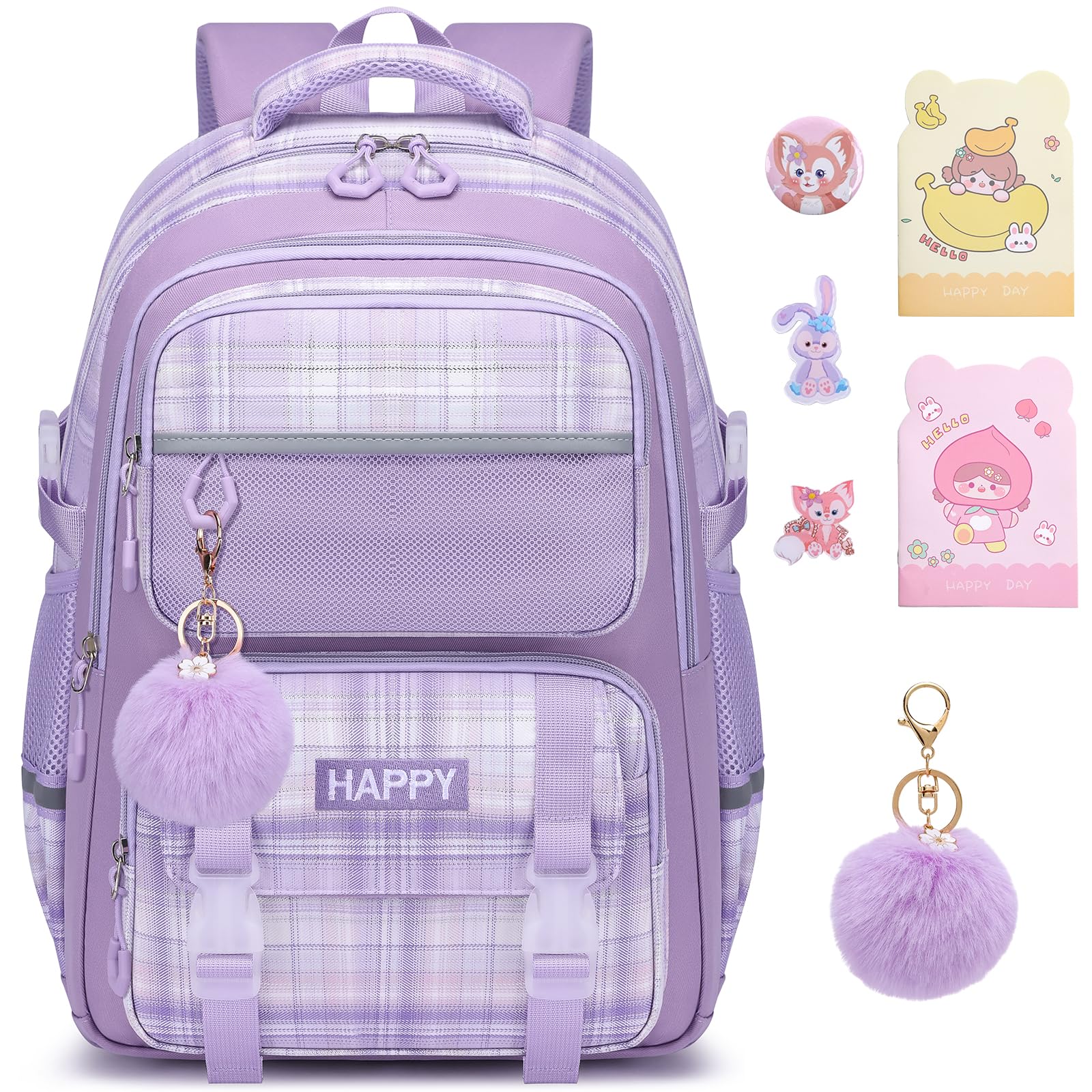 WYCY Girls Backpack - Cute School Bag, Lightweight Travel Daypack, Mochilas Escolares Para Niñas, Purple